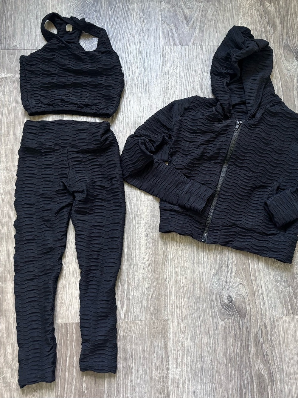 Booty by Brabants Girls Black Textured 3-Piece  Set 3T-6Y